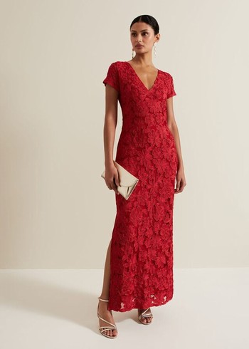 Phase Eight Janice Red Tapework Dress Red Australia | WF5263810